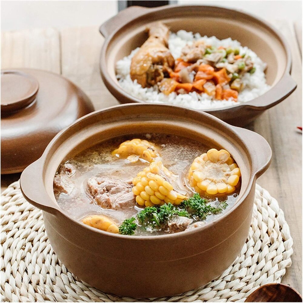 Panela de sopa com tampa, caçarola de cerâmica, panelas trad... - Image 3
