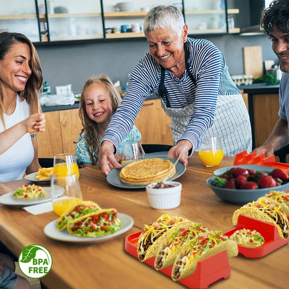 Conjunto de 4 suportes para tacos – bandejas grandes de plás... - Image 2