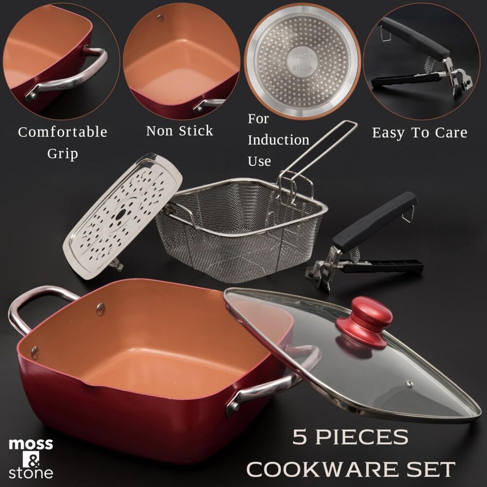 Moss & Stone Conjunto de 5 peças de cobre, panelas de chef, ... - Image 2