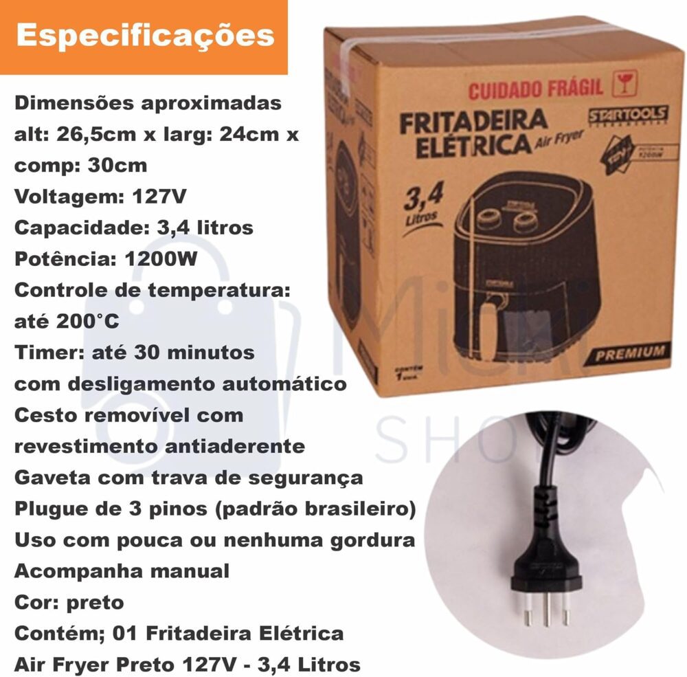 Fritadeira Panela Airfryer 3,4L 1200W Preta 127V – Sem Óleo ... | É bom mesmo? Descubra antes de comprar - Image 6