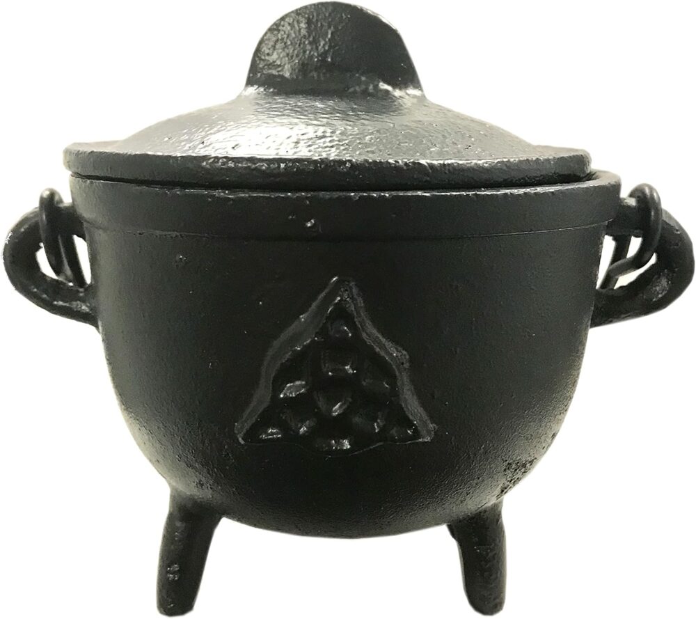 Crystalo - Caldeirão de ferro fundido Triquetra com tampa, 1...