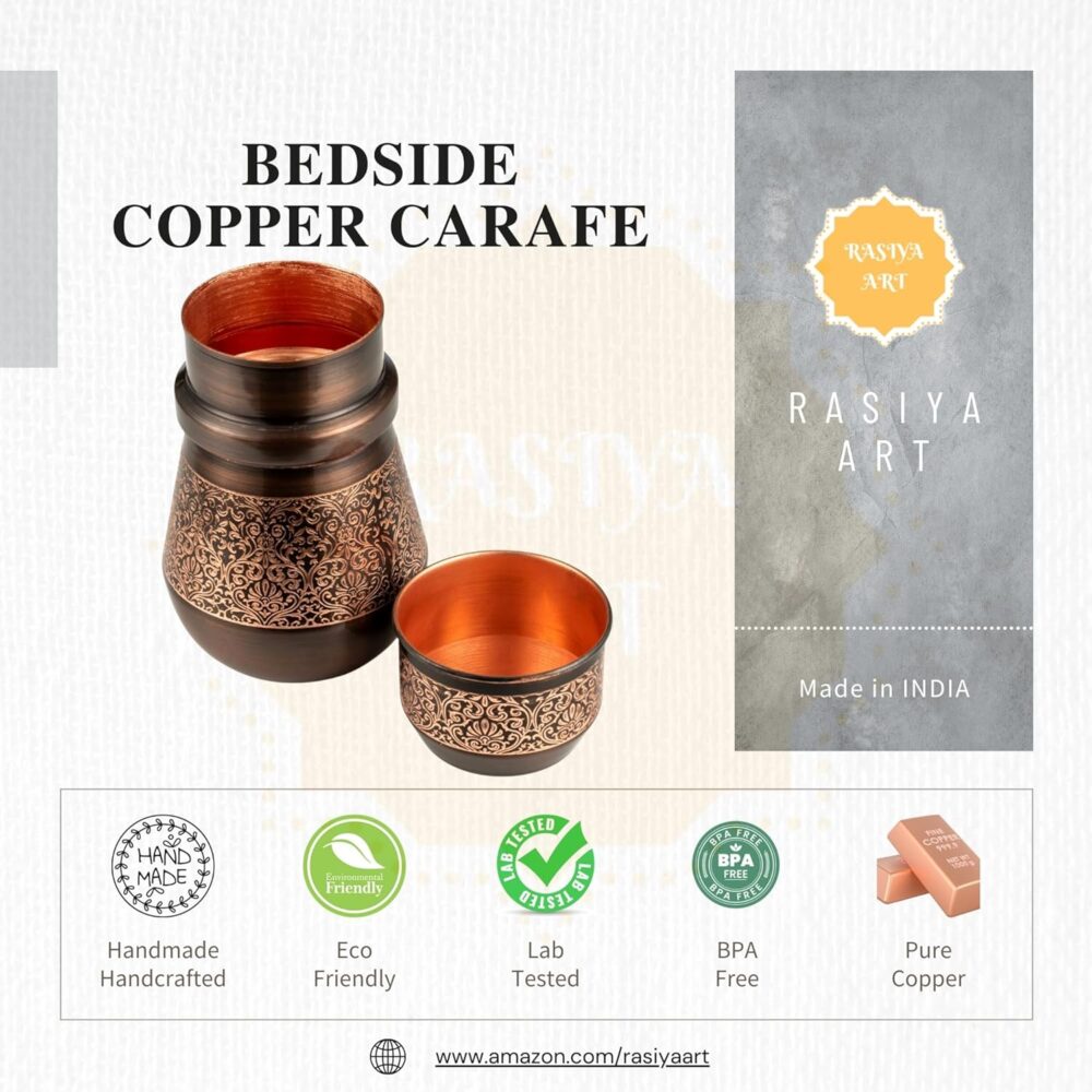 Garrafa de água de cabeceira – Garrafa de cobre para água po... - Image 3