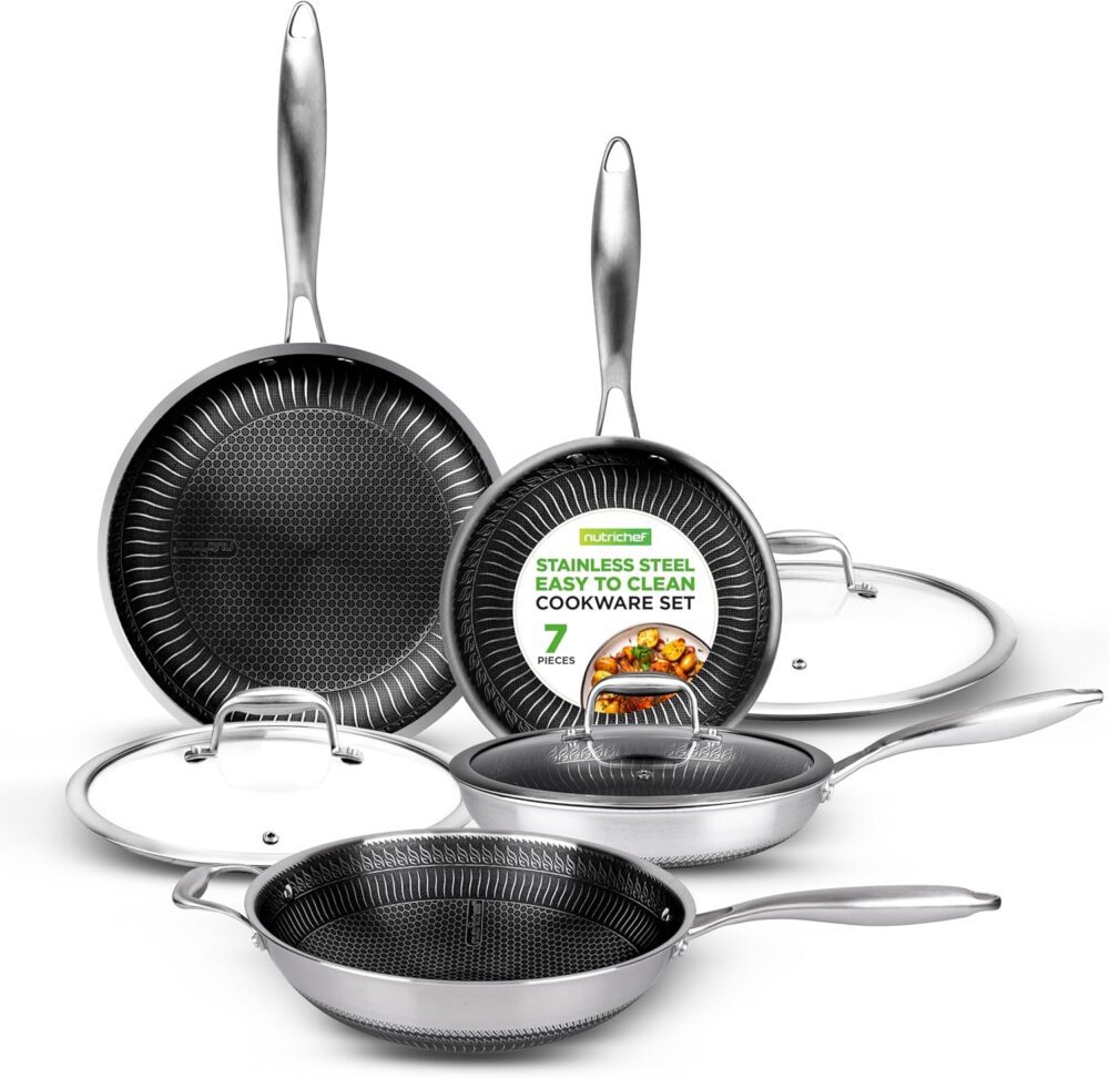 Conjunto de panelas de aço inoxidável, 7 peças