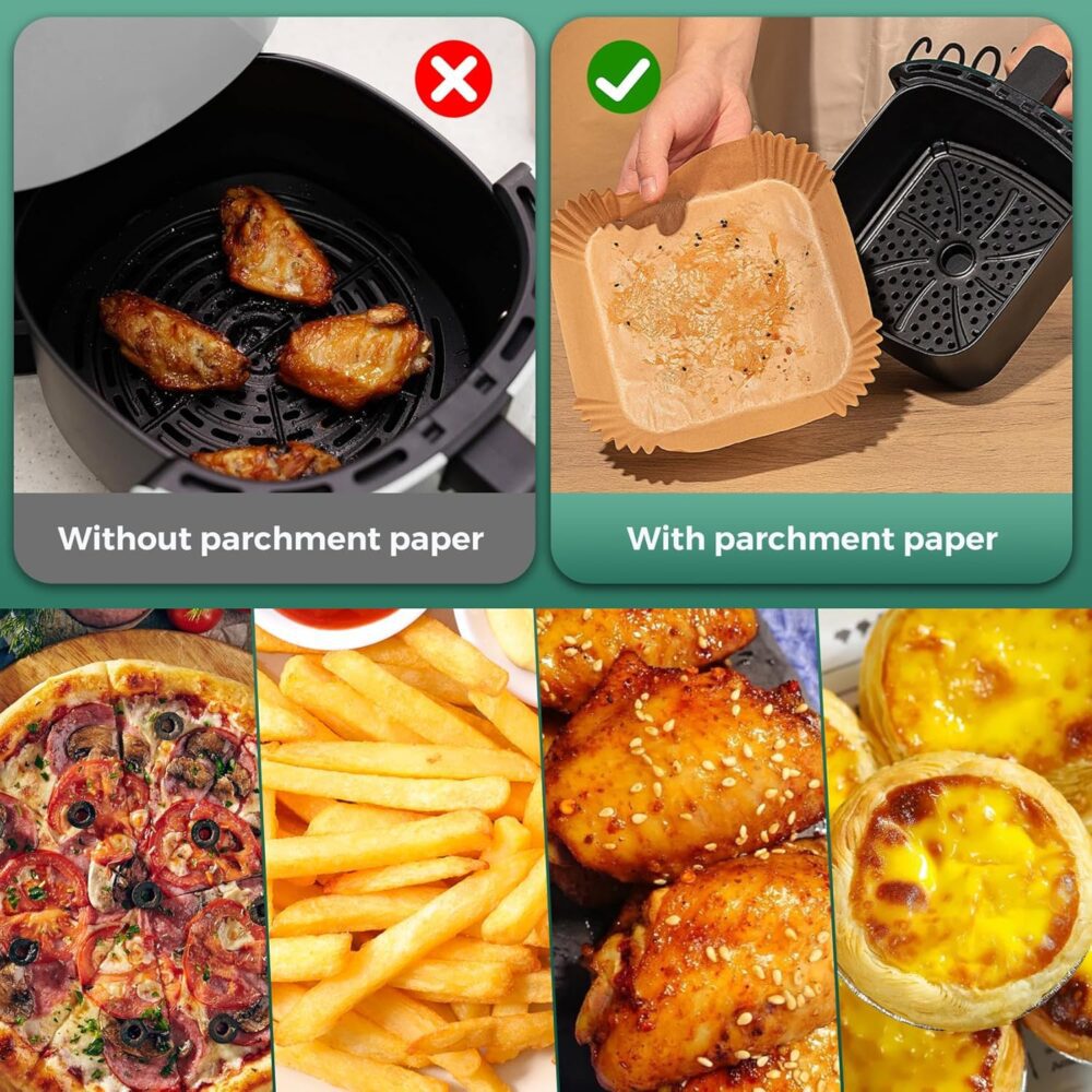 Forros de papel Air Fryer, 200 peças de forros de fritadeira... | É bom mesmo? Descubra antes de comprar - Image 4