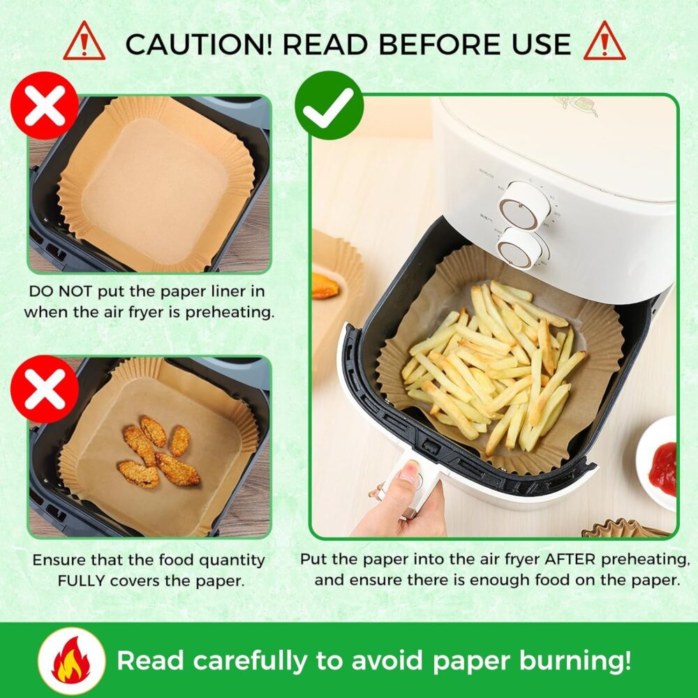 Forro de papel descartável Air Fryer – 150 peças de papel de... | É bom mesmo? Descubra antes de comprar - Image 8