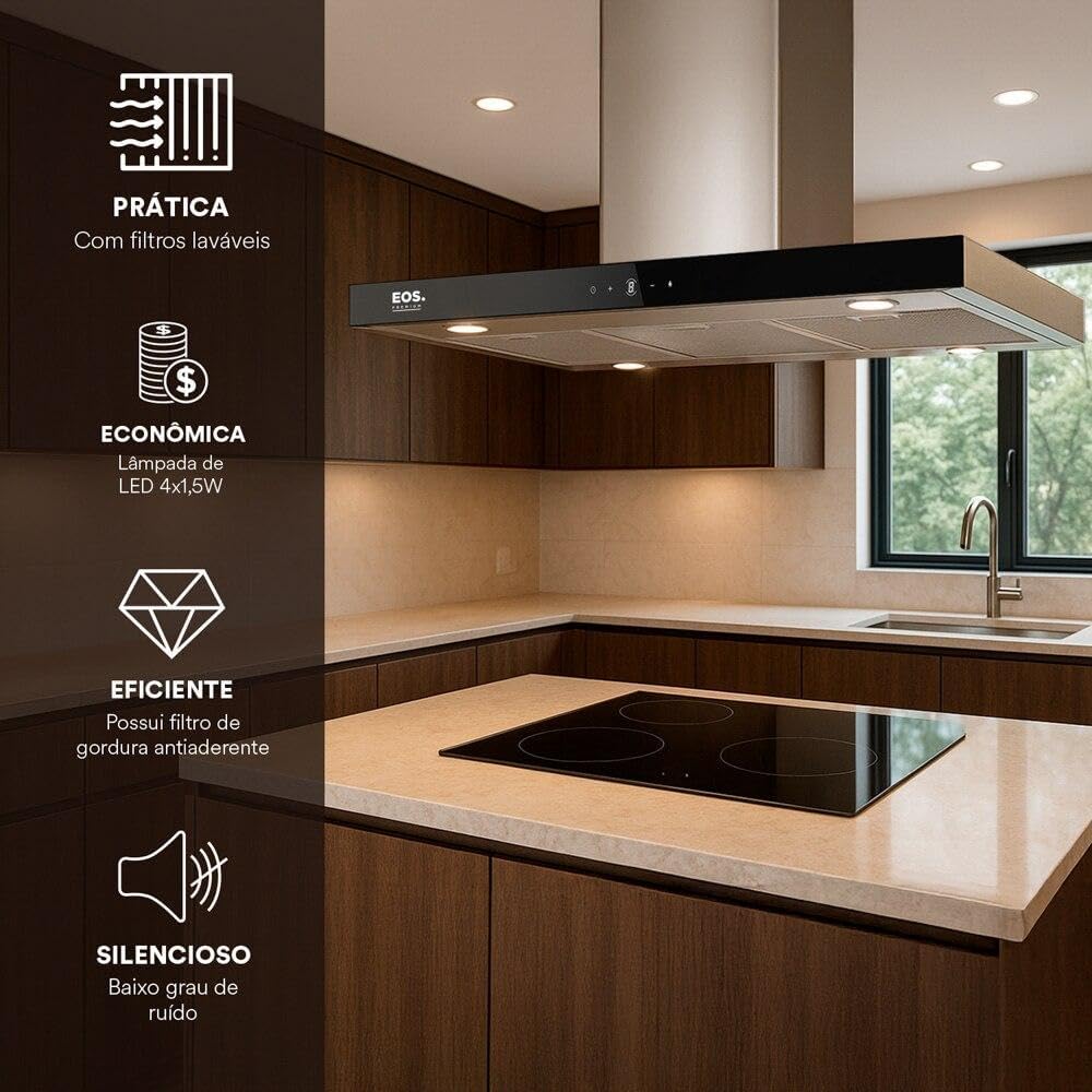 Coifa e Depurador de Ilha Eos 90cm Premium com Painel Digita... - Image 6