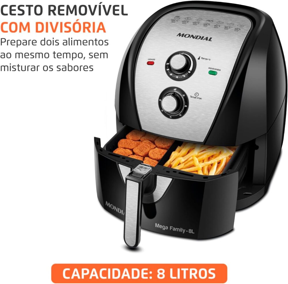 Fritadeira Sem Óleo Air Fryer 8L, Mondial, Preto/Inox, 1900W... | É bom mesmo? Descubra antes de comprar - Image 2