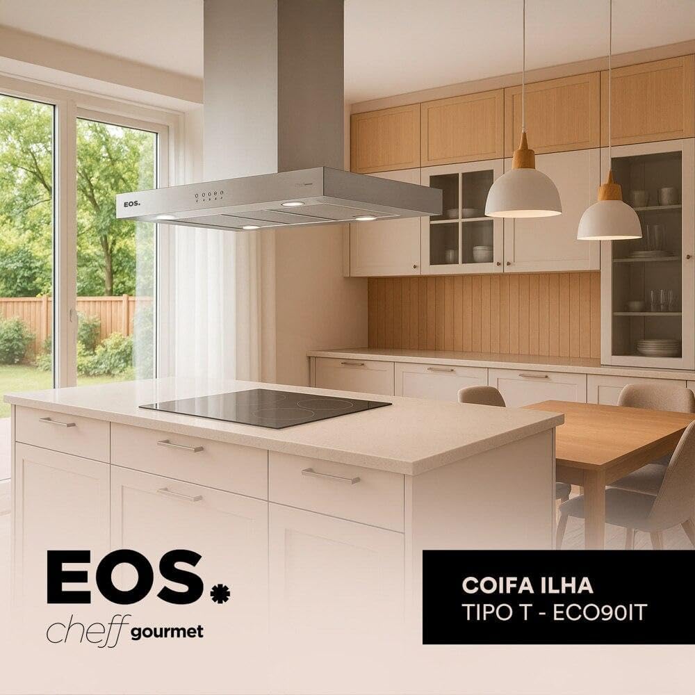 Coifa e Depurador de Ilha Eos 90cm Chef Gourmet em Inox Tipo... - Image 8