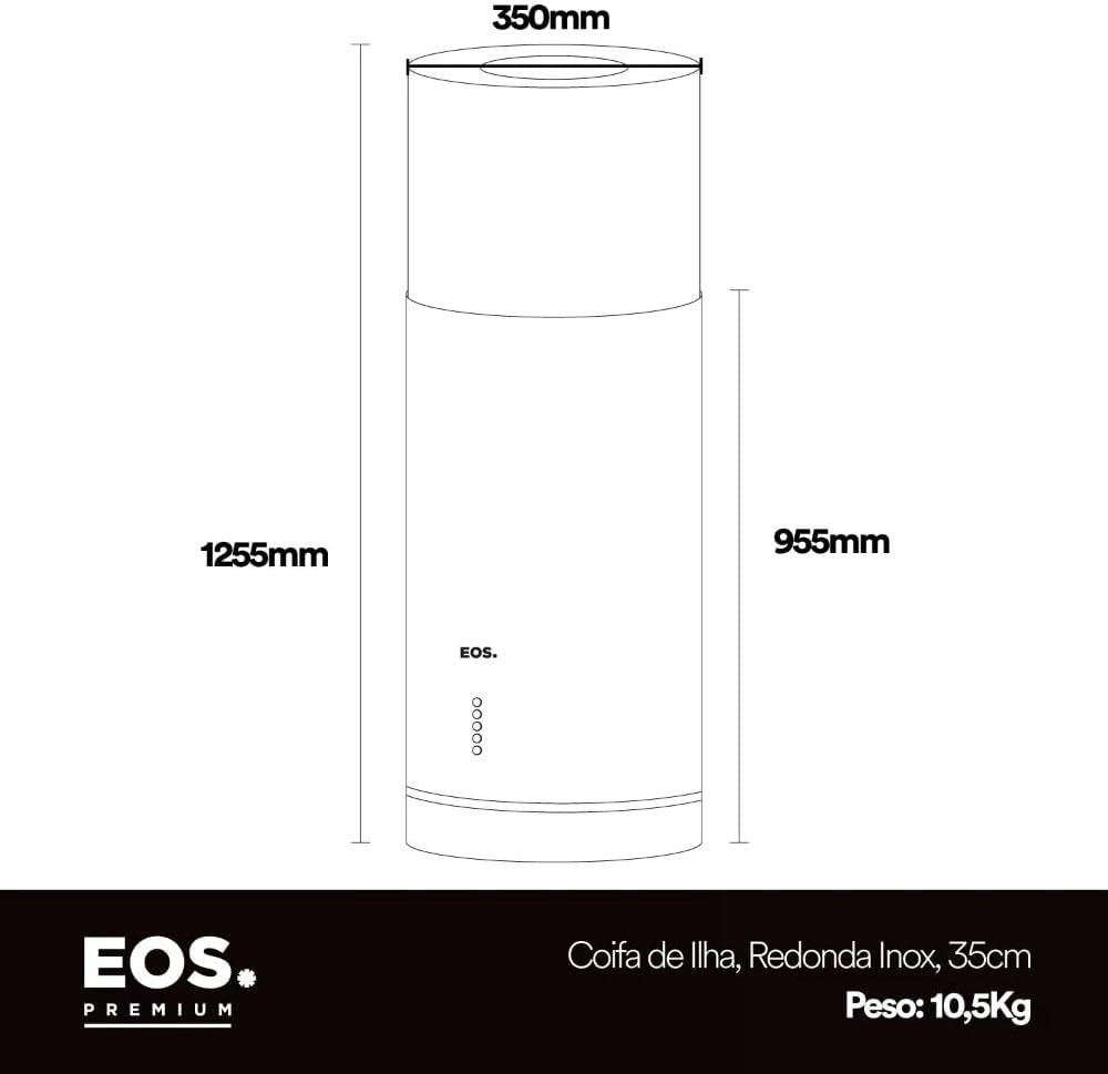 Coifa e Depurador de Ilha Eos 35cm Redonda Eco40ir Inox 110v - Image 3