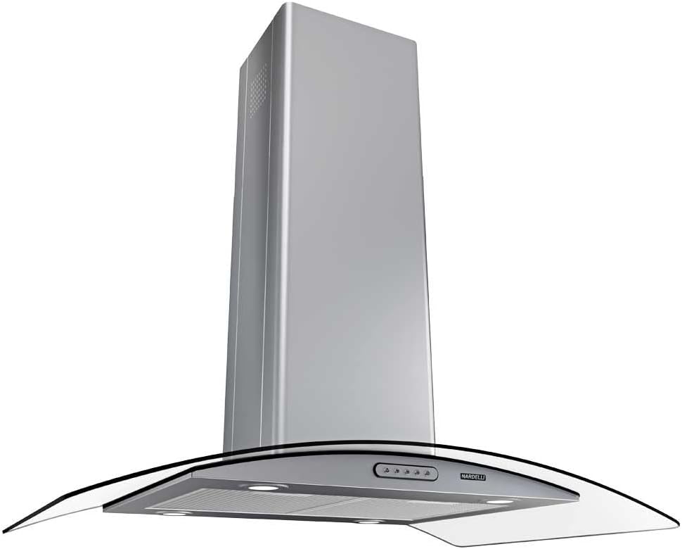 Coifa Ilha 90cm Vidro Curvo Nardelli Inox