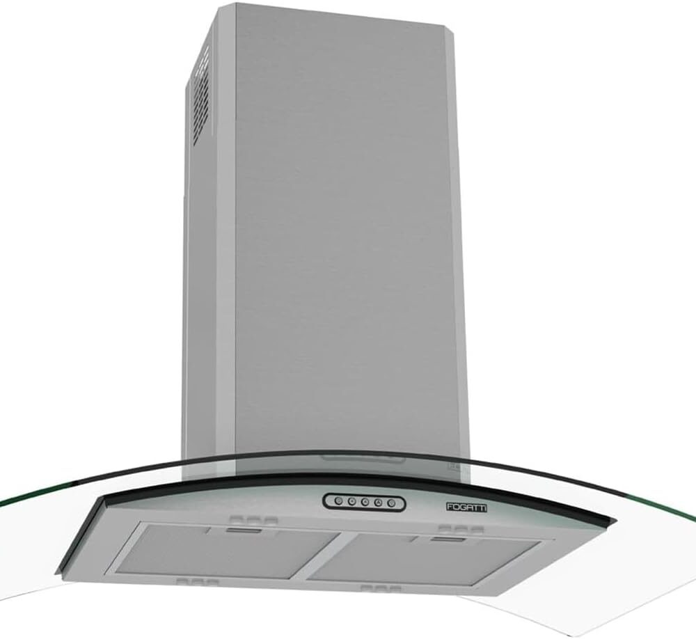 Coifa Ilha Vidro Curvo Inox 90cm - Fogatti - 110V