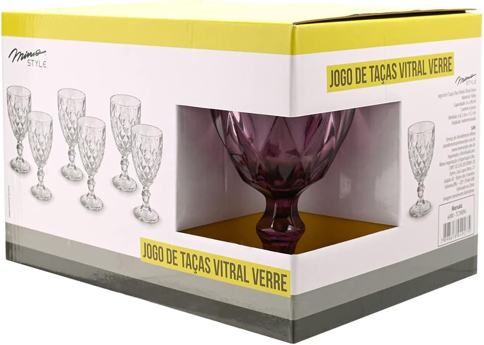 Mimo Style Jogo de 6 Taças de Vidro Marsala Vitral com Capac... - Image 4