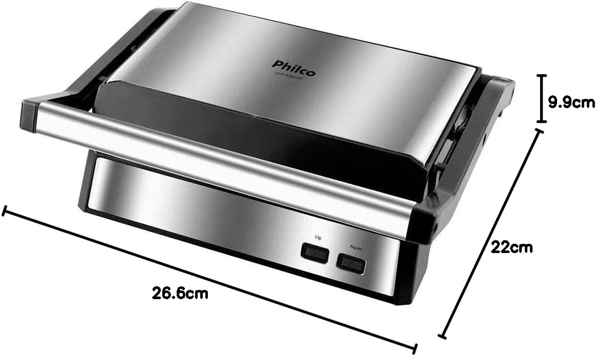 Grill Philco PGR21PI Preto/Inox 1000W - Image 8