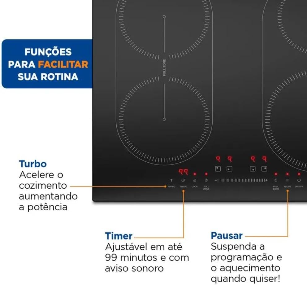 Cooktop por Indução 4 bocas, Mondial, Preto, 7000W, 220V - C... - Image 4
