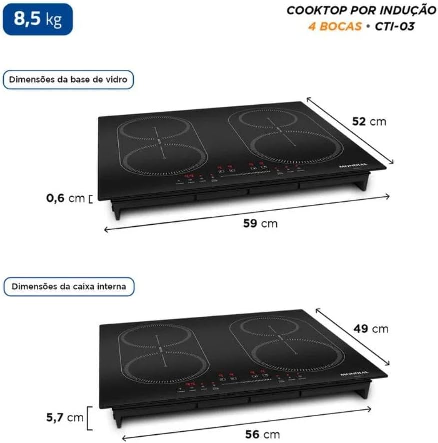 Cooktop por Indução 4 bocas, Mondial, Preto, 7000W, 220V - C... - Image 6