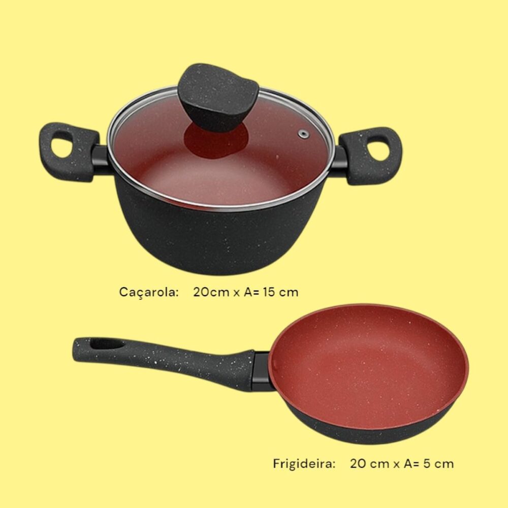 Conjunto de Panelas Antiaderente 4 Peças, Alumínio, Tampa de... - Image 3