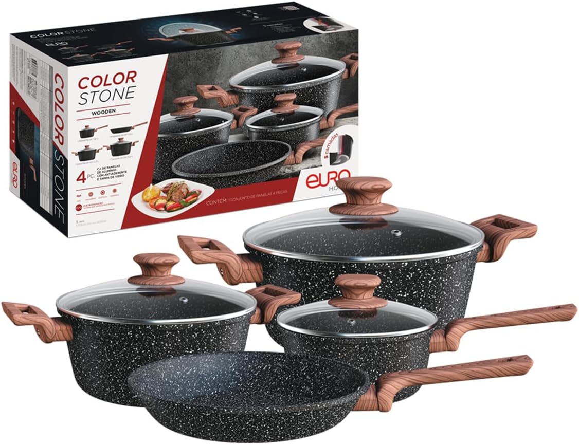 Euro Home - Cj. de Panelas 4 pç. Colorstone Wooden - ALU8709... - Image 6