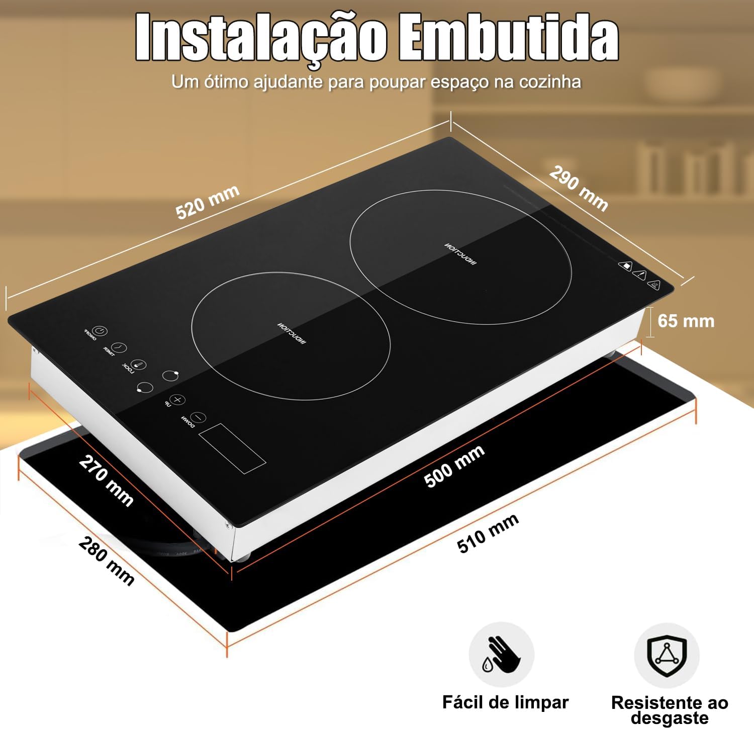 Zenkon Cooktop Indução 2 Bocas, Fogão Indução Touch Screen 2... - Image 6