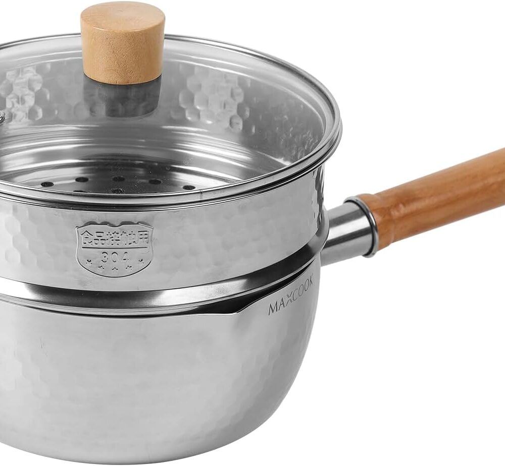 MAXCOOK Panela de aço inoxidável 18/0 com vaporizador, panel...