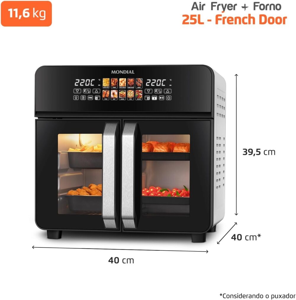 Air Fryer Forno 25L French Door, Mondial, Preto/Inox, 2000W,... | É bom mesmo? Descubra antes de comprar - Image 8