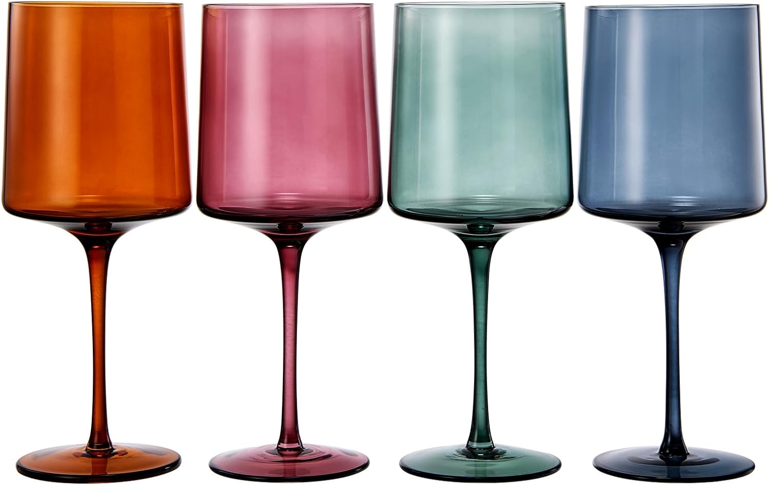 Conjunto de 4 taças de vinho de cristal quadrado colorido pa... - Image 2