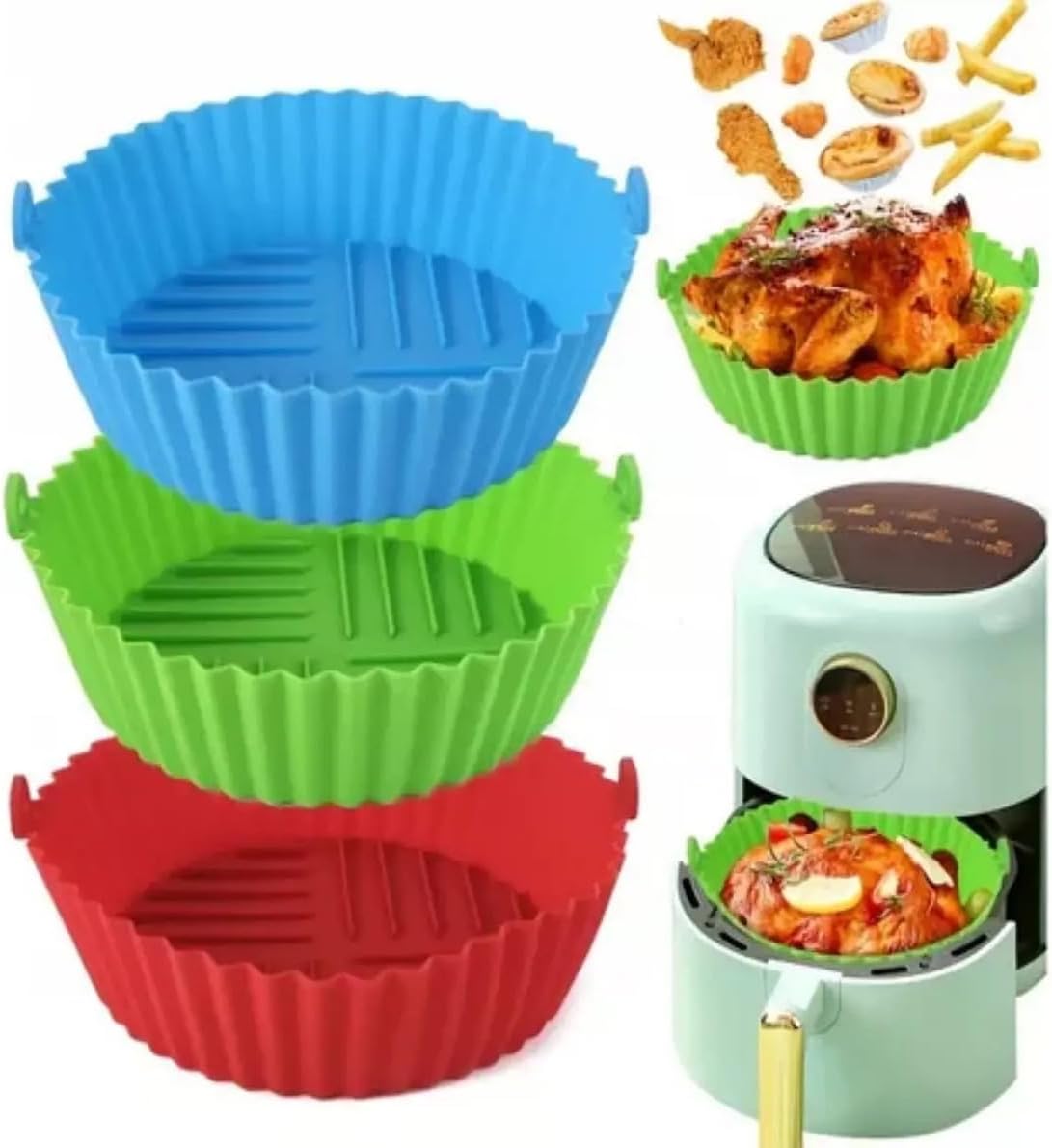 Kit 3 Formas Silicone Para Air Fryer Antiaderente Reutilizáv... | É bom mesmo? Descubra antes de comprar - Image 2