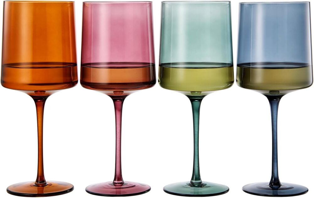 Conjunto de 4 taças de vinho de cristal quadrado colorido pa... - Image 8