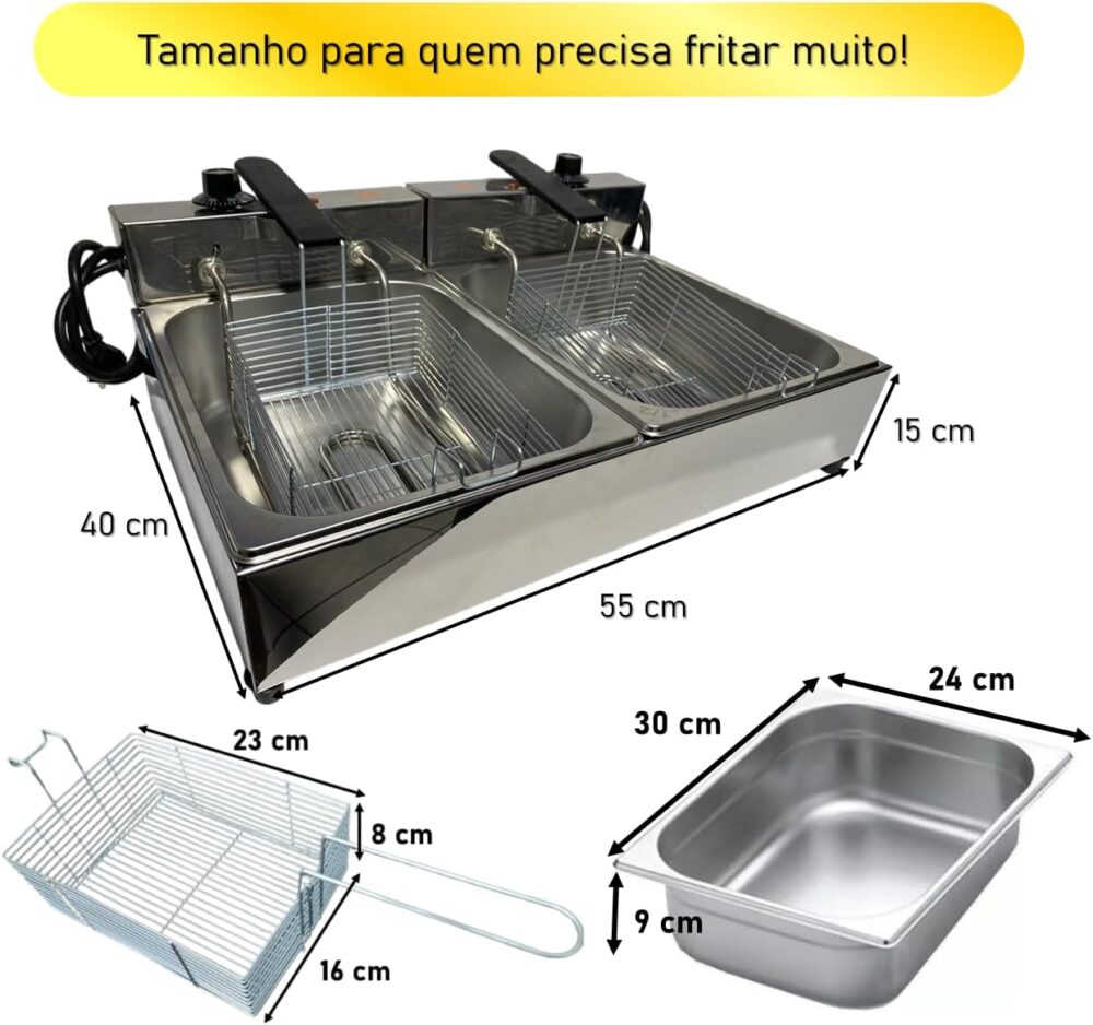Fritadeira Elétrica Industrial 2 Cubas 10 L c/Cabo de Proteç... | É bom mesmo? Descubra antes de comprar - Image 3