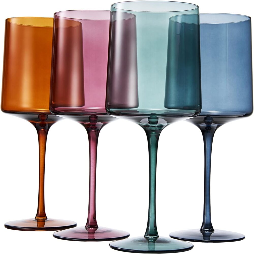 Conjunto de 4 taças de vinho de cristal quadrado colorido pa... - Image 7