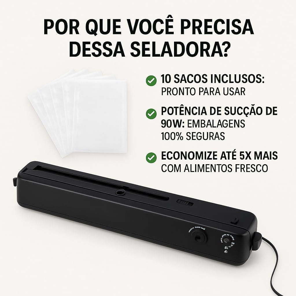 Seladora a Vácuo Profissional com 10 Sacos à Vacuo – Conserv... - Image 5