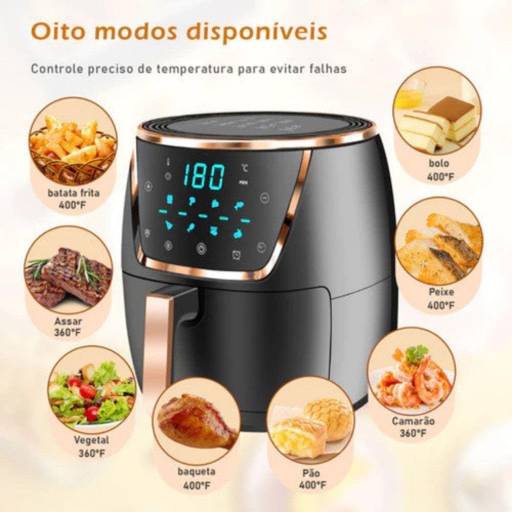Fritadeira Air Fryer 3.8L 6,5L 8L Litros Sem Óleo Painel Dig... | É bom mesmo? Descubra antes de comprar - Image 5