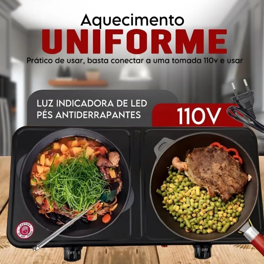 Fogareiro Fogão Elétrico Cooktop Camping 2000 Watts 2 Bocas ... - Image 4