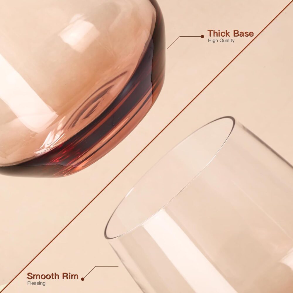 JOVGANK Conjunto de 6 taças de vinho âmbar sem haste - Copos... - Image 3