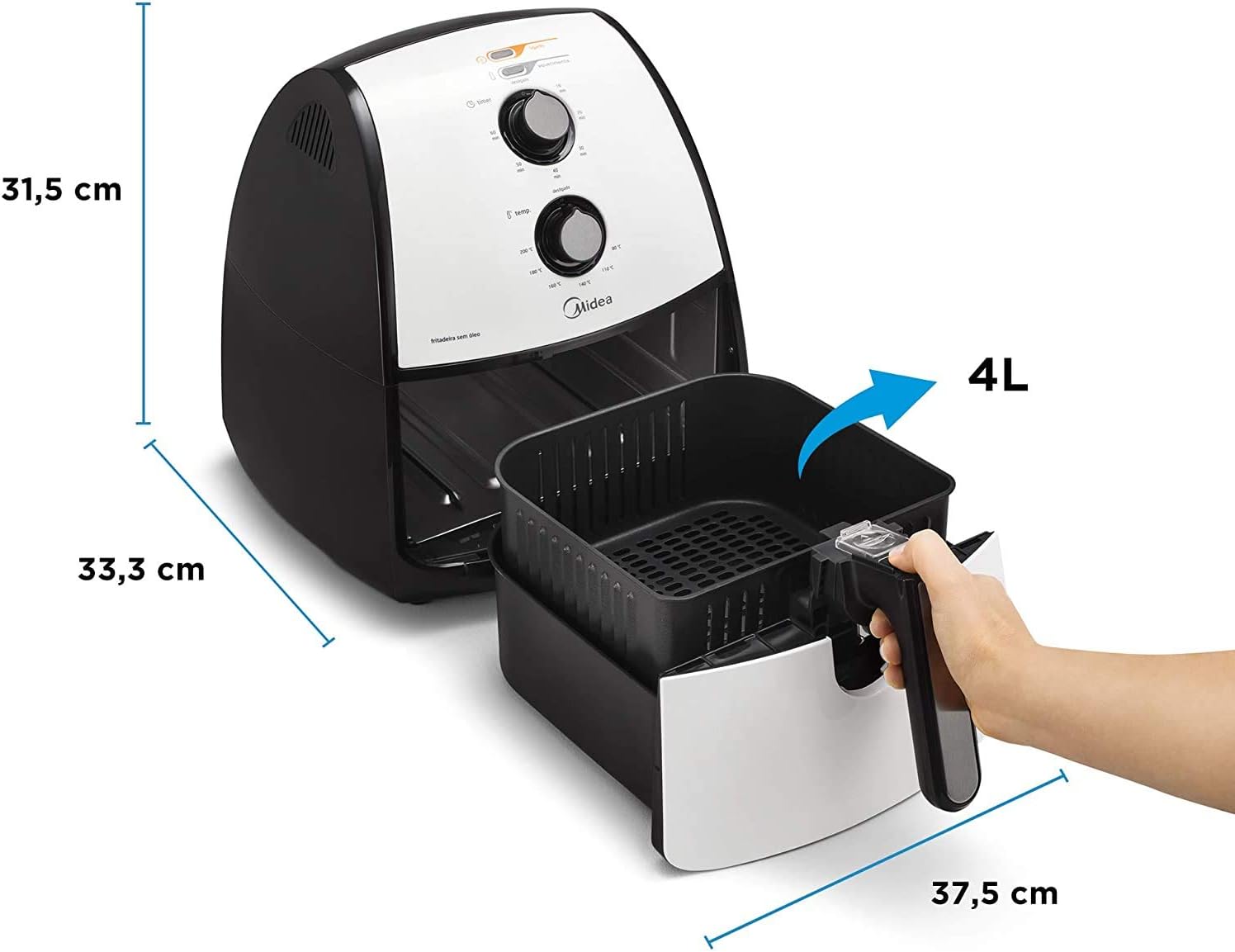 Midea - Fritadeira, Airfryer Sem Óleo, 220V, 4L, Preto e Bra... | É bom mesmo? Descubra antes de comprar - Image 3