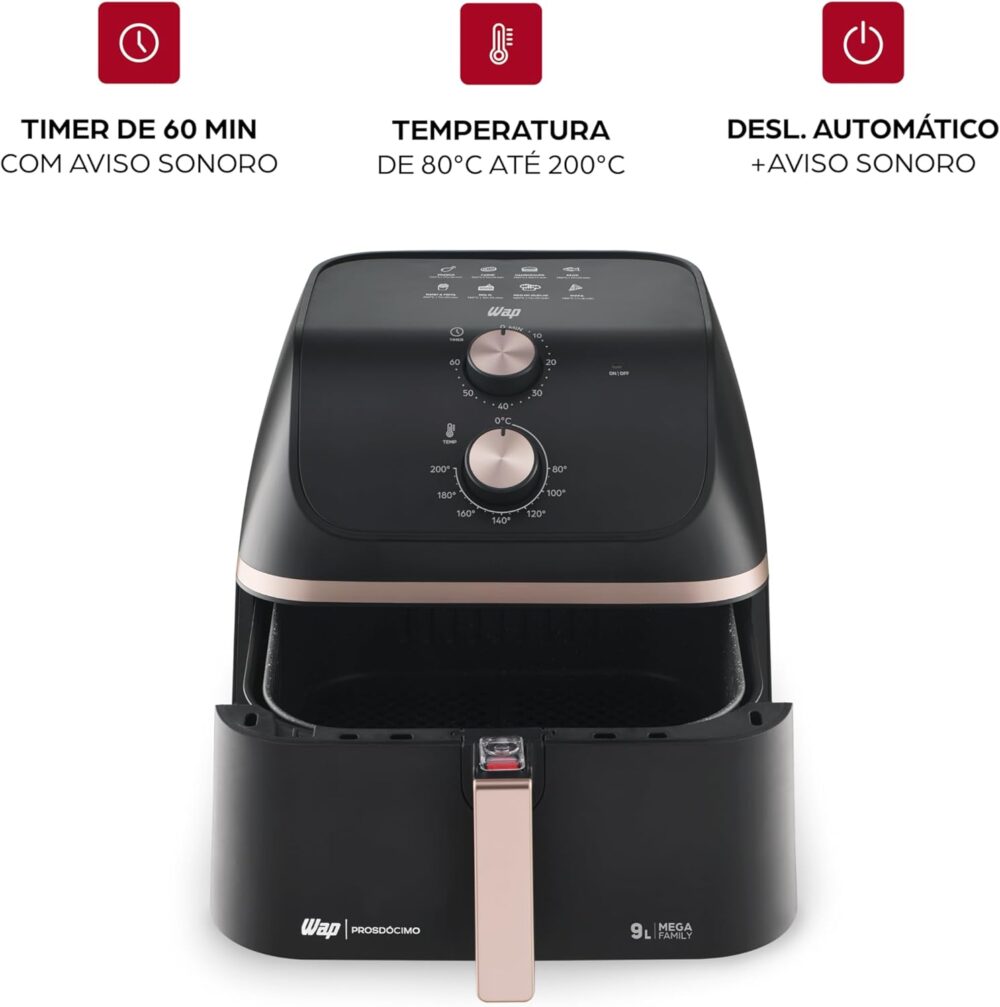 WAP Fritadeira Air Fryer MEGA FAMILY 9 Litros com Cesto Ampl... | É bom mesmo? Descubra antes de comprar - Image 5