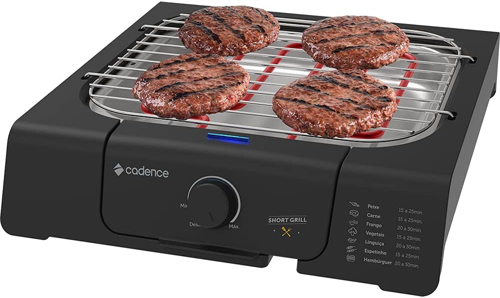 Churrasqueira Grill Eletrica Cadence Short, 1200W, Preto, 22...