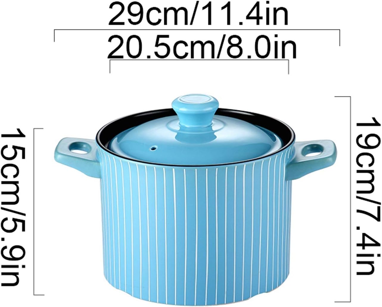 Panela de sopa com tampa Caçarola redonda de cerâmica panela... - Image 2