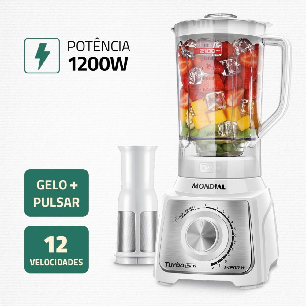 Liquidificador Turbo, Mondial, Branco/Inox, 1200W, 220V - L-... | É bom mesmo? Descubra antes de comprar - Image 2