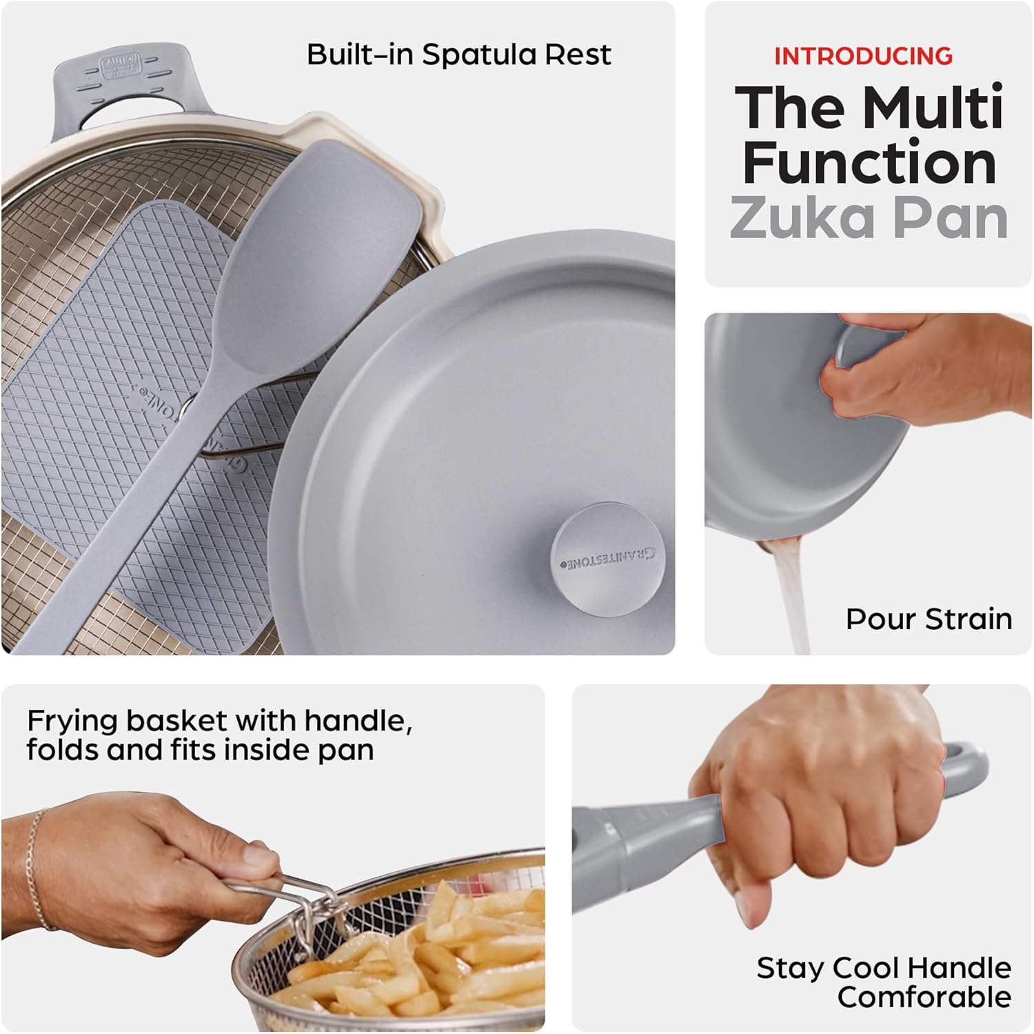 Granitestone Panela De Cerâmica Zuka 10 Em 1, Frigideira Gra... - Image 3