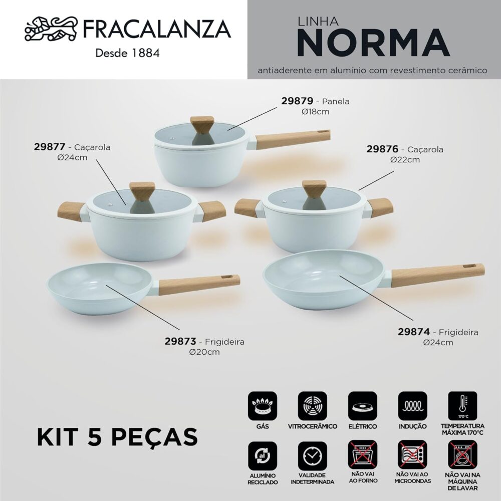 Jogo De Panelas Revestimento Cerâmico Indução Cinza 5 Peças - Image 3