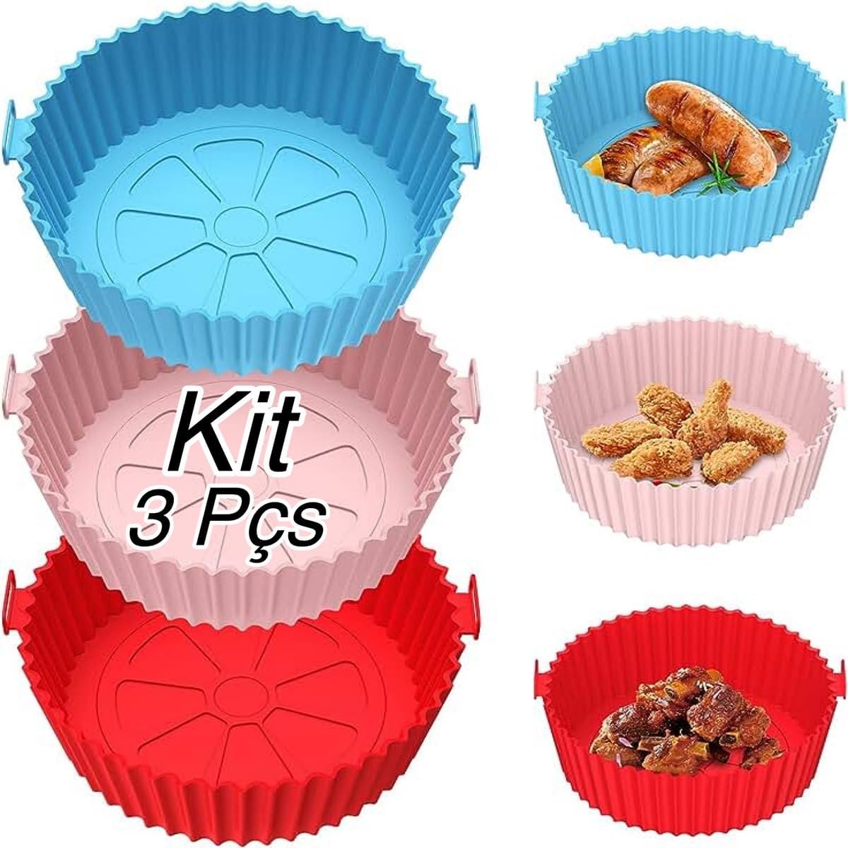 Kit 3 Formas Silicone Para Air Fryer Antiaderente Reutilizáv... | É bom mesmo? Descubra antes de comprar