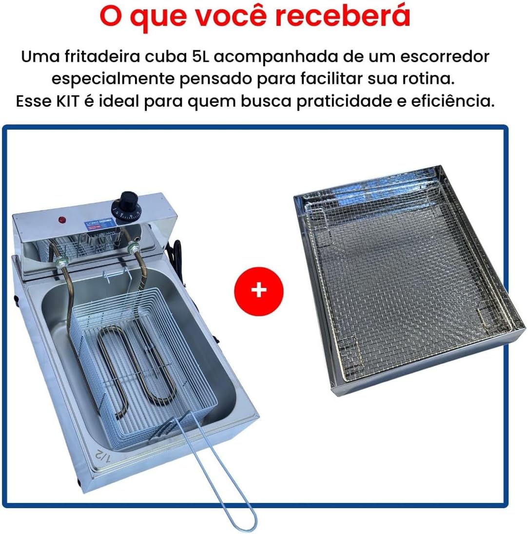 Fritadeira Industrial Elétrica Cuba 5l Com Escorredor M(110) | É bom mesmo? Descubra antes de comprar - Image 3