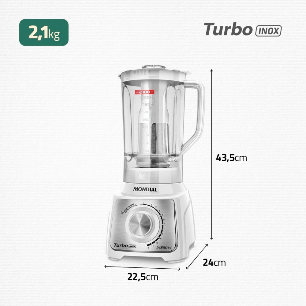 Liquidificador Turbo, Mondial, Branco/Inox, 1200W, 220V - L-... | É bom mesmo? Descubra antes de comprar - Image 8