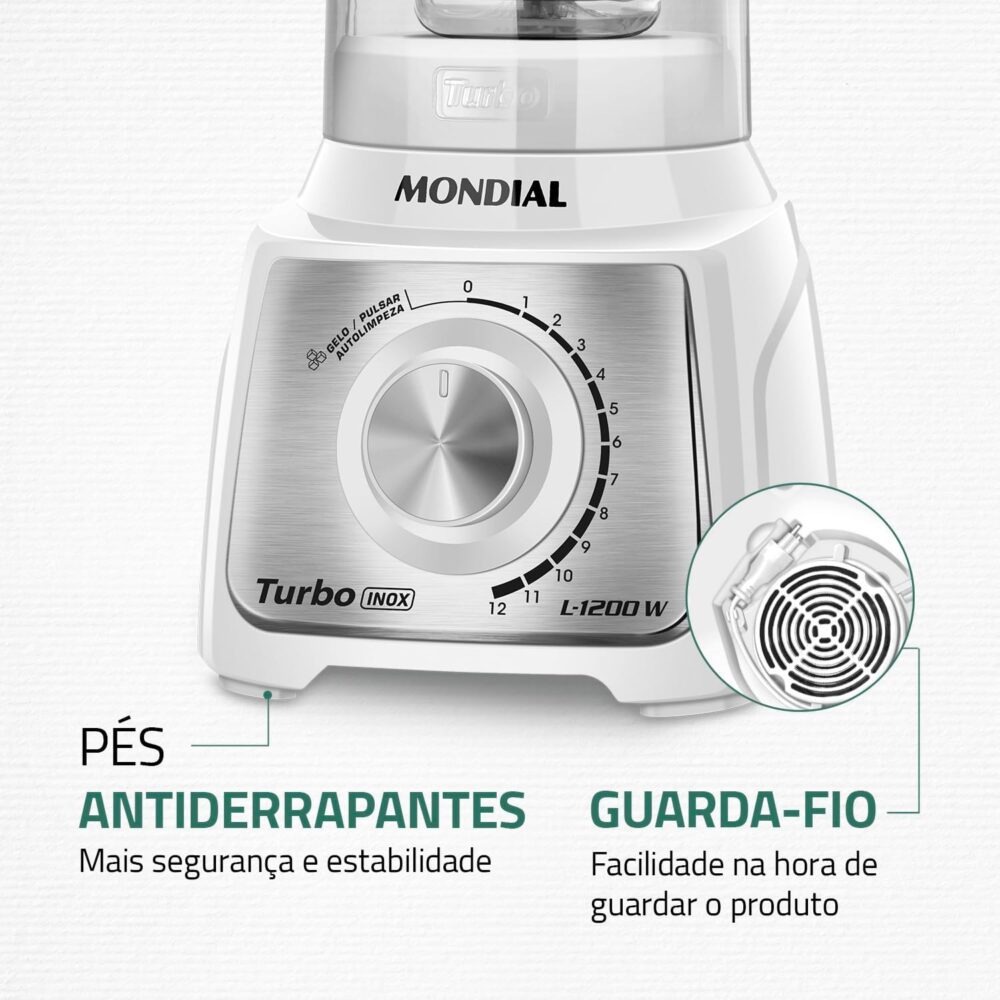 Liquidificador Turbo, Mondial, Branco/Inox, 1200W, 220V - L-... | É bom mesmo? Descubra antes de comprar - Image 7