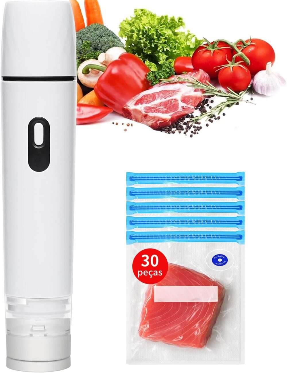 Seladora Vácuo Portátil Automática Bivolt, Kit com 30 Sacos ...