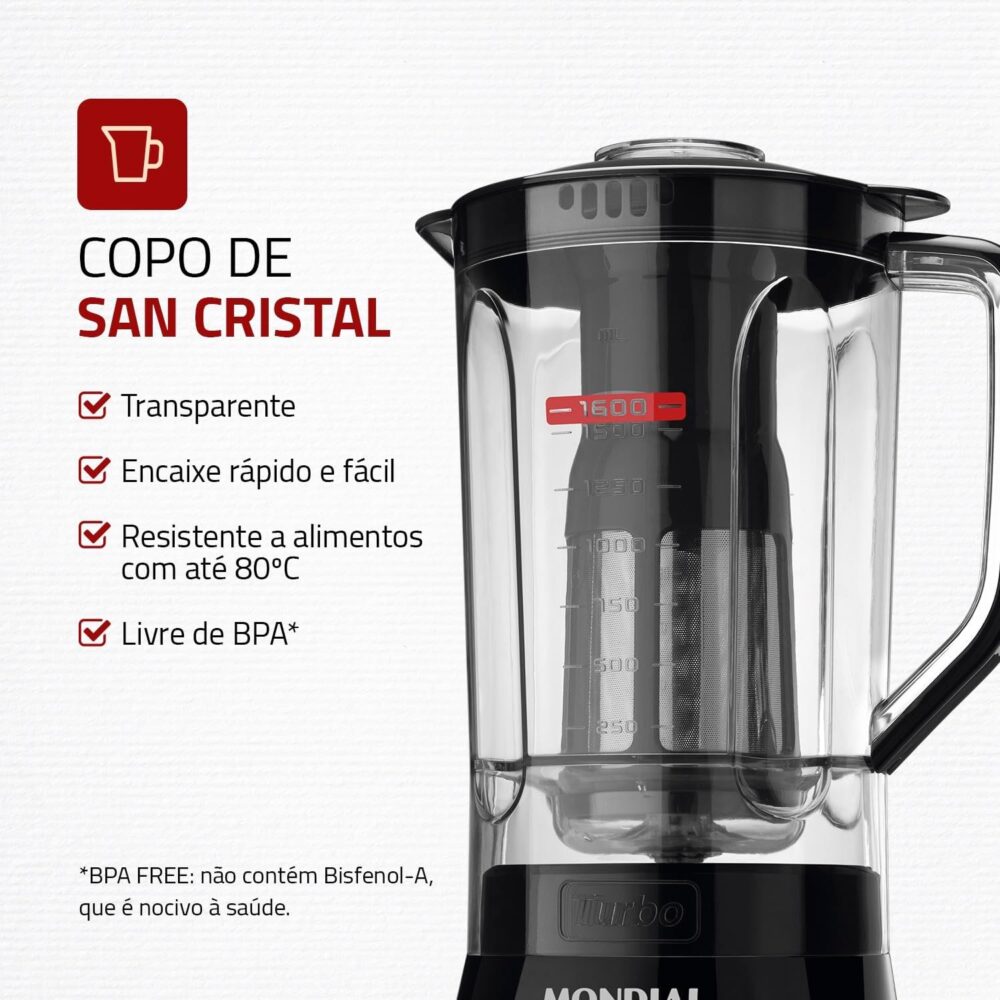 Liquidificador Mondial, Turbo Power 550W, 220V, Preto, 2,2 L... | É bom mesmo? Descubra antes de comprar - Image 3