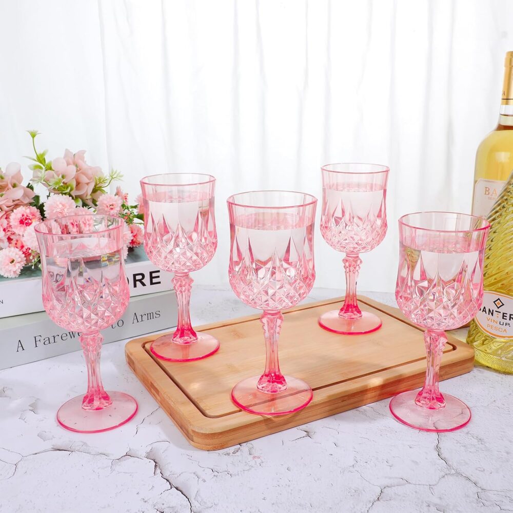 24 peças de taças de vinho rosa, taças descartáveis de plást... - Image 3