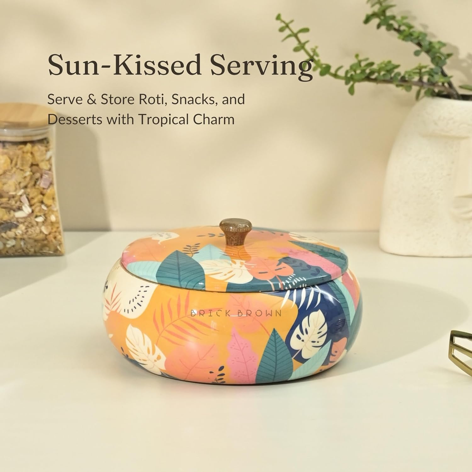 Brick Brown Caçarola tropical de madeira maciça feita à mão ... - Image 2