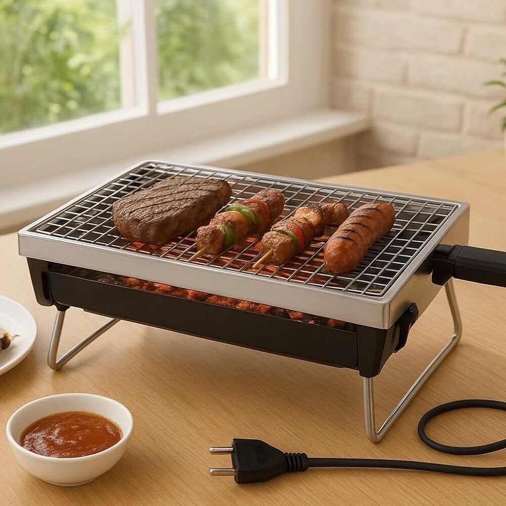 Churrasqueira Elétrica 110v Portátil de Mesa 1600W Sem Fumaç...