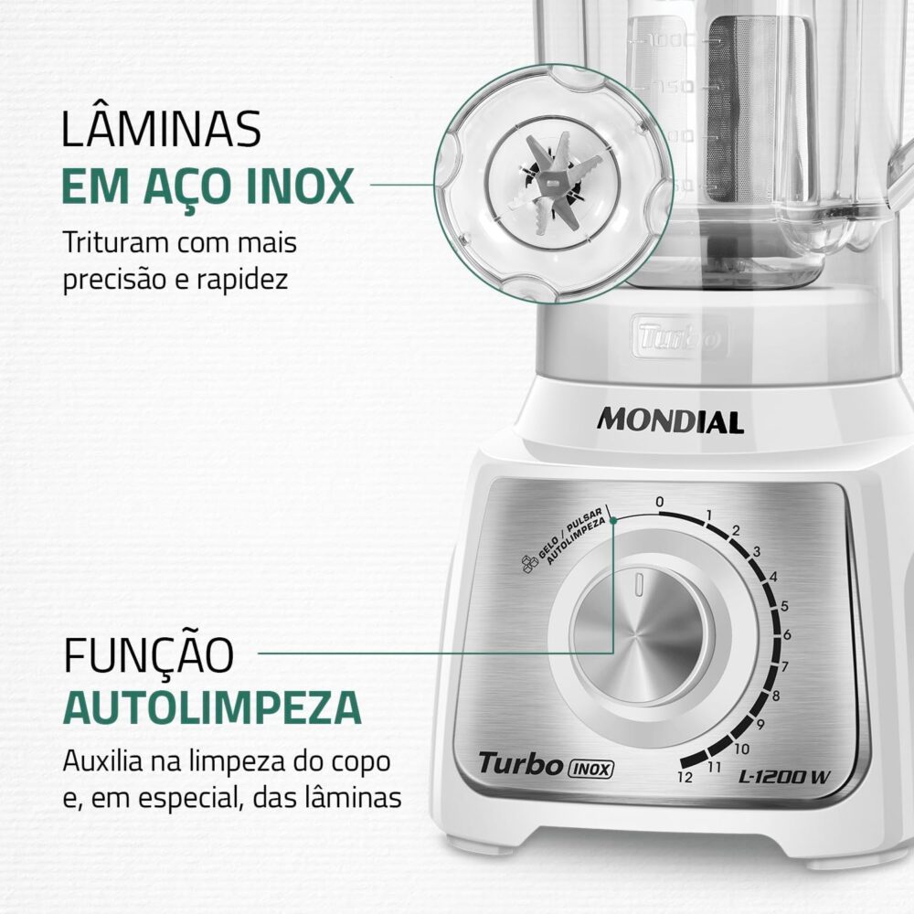 Liquidificador Turbo, Mondial, Branco/Inox, 1200W, 220V - L-... | É bom mesmo? Descubra antes de comprar - Image 6